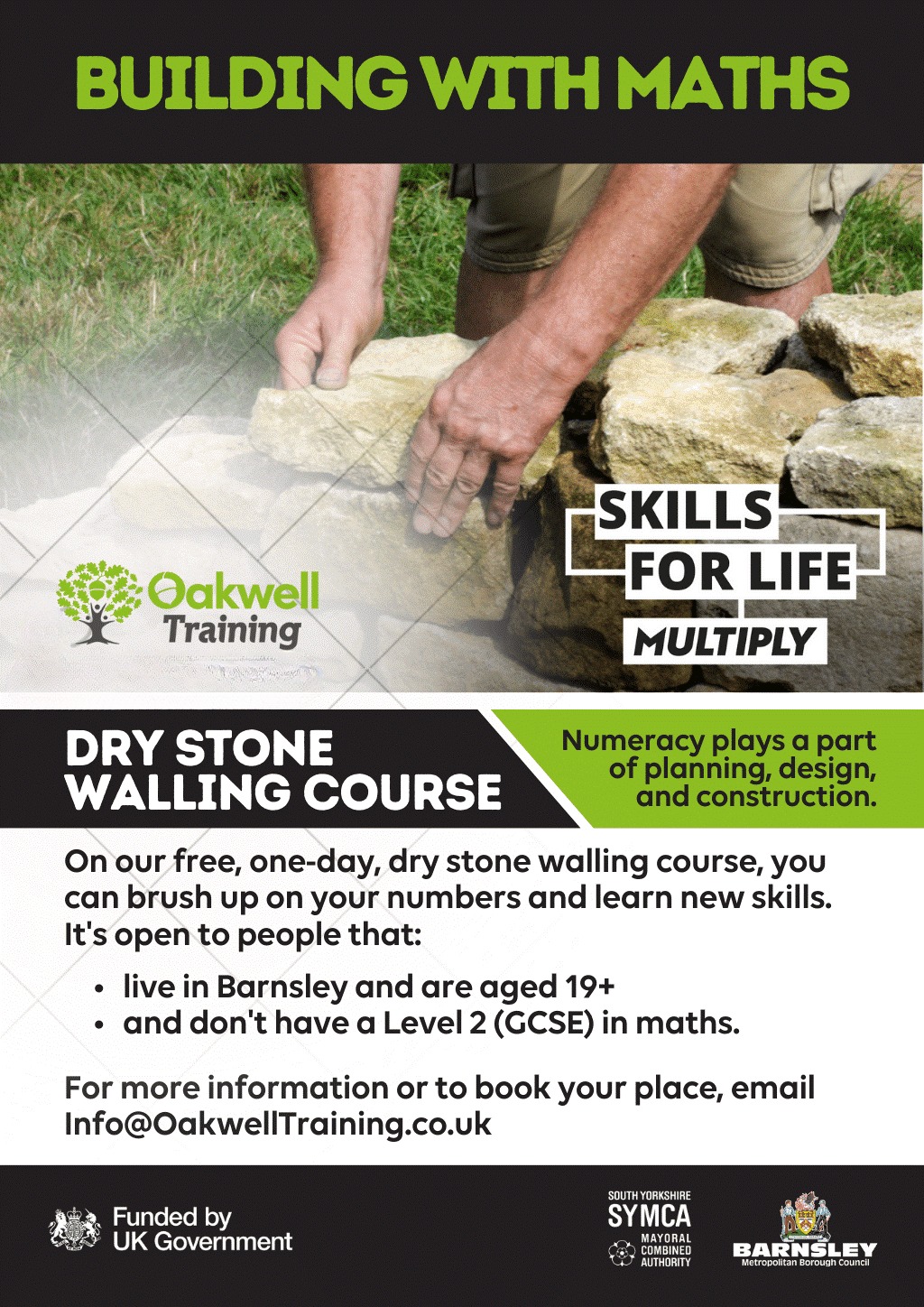 Dry stone walling course & maths flyer