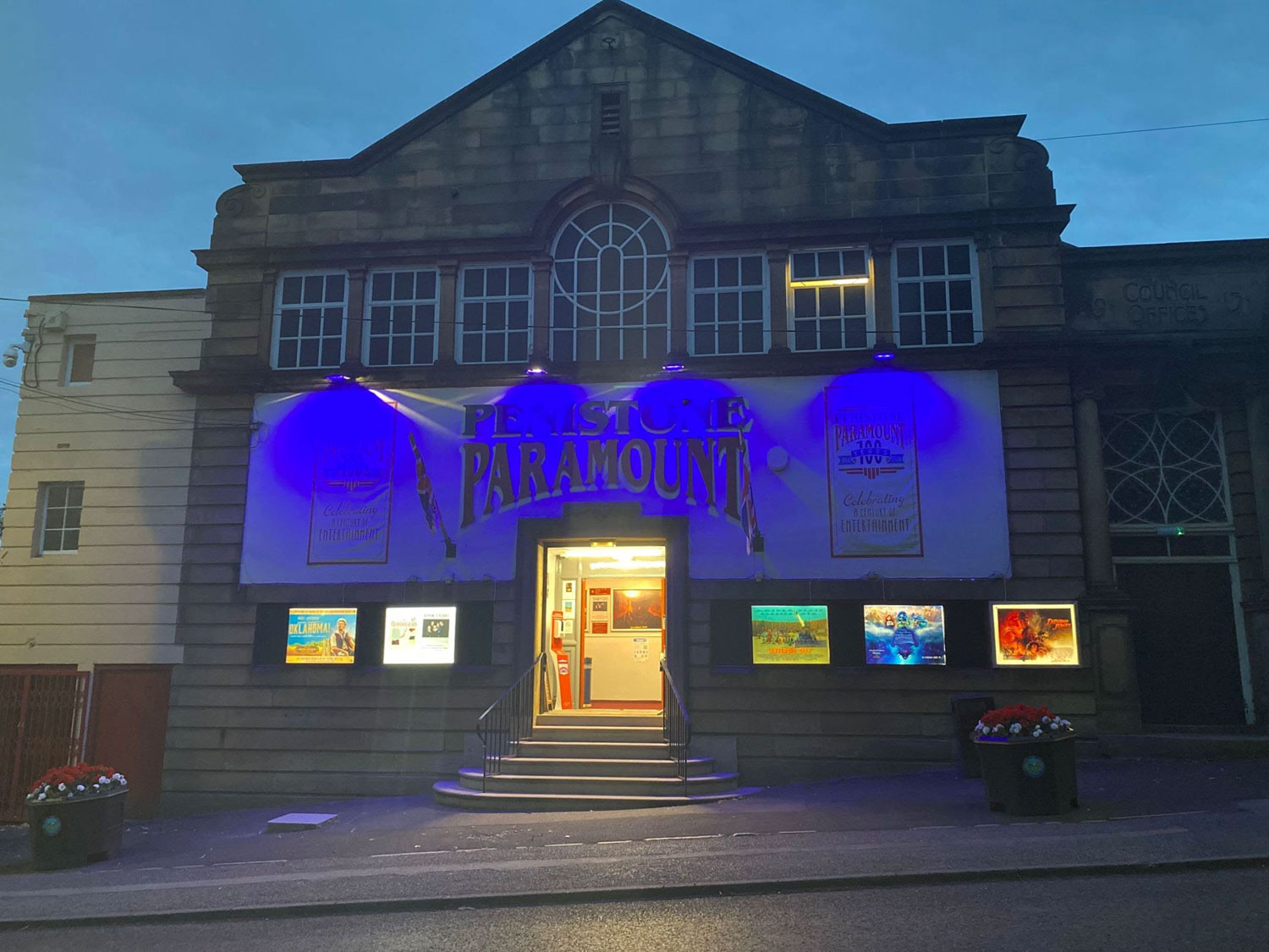 The Paramount lit up in blue in celebration of 75 years of the NHS