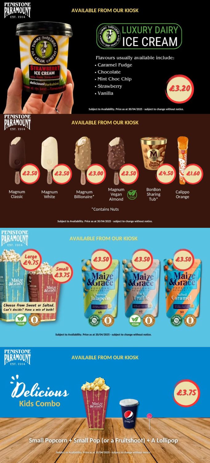 Snacks available at the Paramount Snacks available at the Paramount